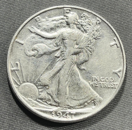 1947 US Walking Liberty Half Dollar, 90% Silver