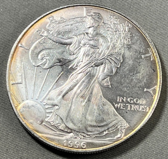 1996 US Silver Eagle Dollar Coin, .999 Silver