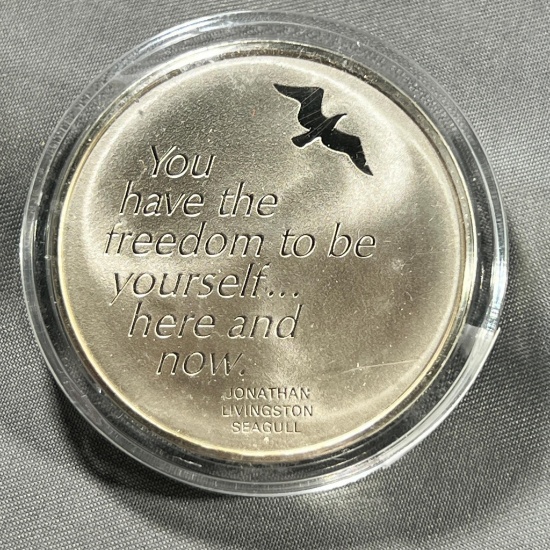 1973 Jonathan Livingston Seagull Bartlett Sterling Silver Coin Vintage