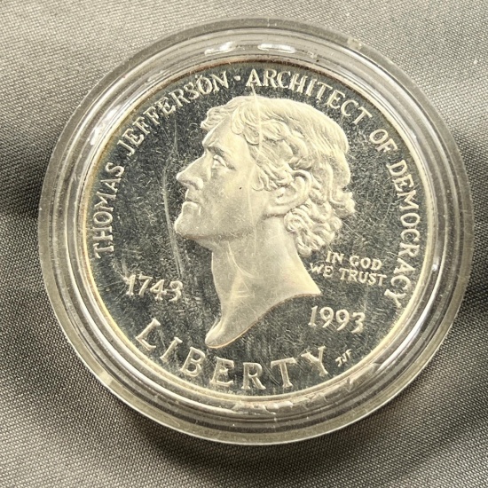 1993-S Thomas Jefferson Commemorative US Dollar coin, 90% Silver