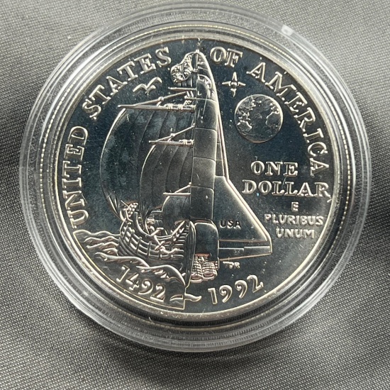 1992-D Columbus Quincentenary Commemorative US Dollar coin, 90% Silver