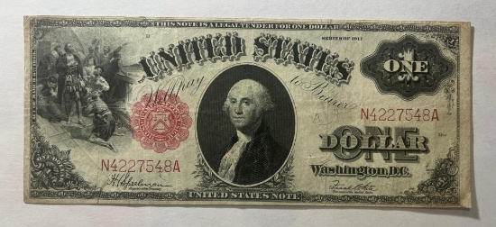 LARGE SIZE 1917 1 Dollar Washington Legal Tender Currency Note