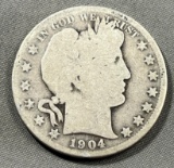 1904-O Barber Half Dollar, 90% silver