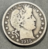 1915-S Barber Half Dollar, 90% silver