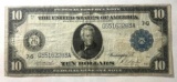 LARGE SIZE 1914 $10.00 Federal Reserve Note