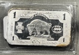 One Troy Ounce .999 Silver Bar in Apmex packaging