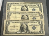 3- 1957 Silver Certificates, 1957, 1957A, 1957B