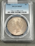 1925 Peace Dollar in PCGS MS63 Holder