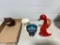 Box lot w/ pottery and carnival glass