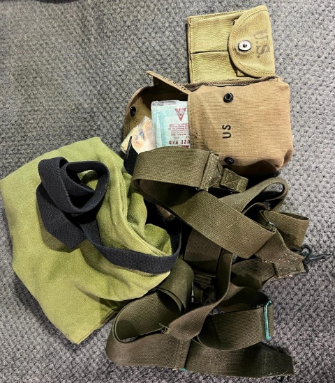 Asst. Military Issue items, belts, first aid kit and more