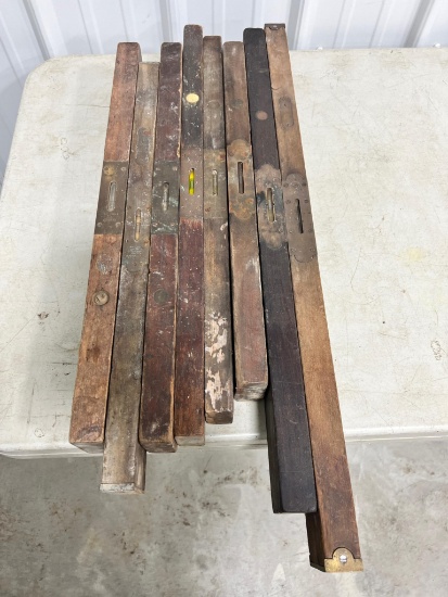 8- Antique Wooden Stanley Levels, some sweetheart logos