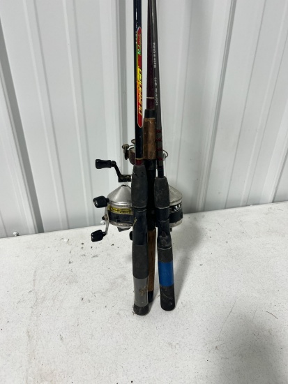 Fishing Rod and Reel lot of 3 , 2 are Zebco 33, + Shakespeare 2062