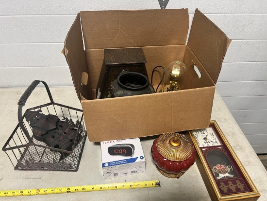 Box lot w/ Clocks, Misc