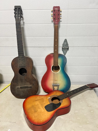 Guitars, vintage, 3 in lot all project, wall hangers
