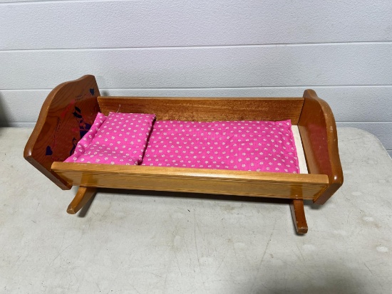Doll cradle wooden 24" long x 12" wide