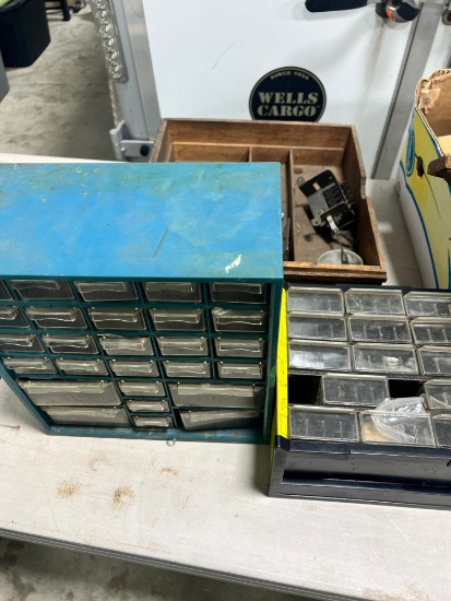 Cash register drawer + hardware cabinets with hardware