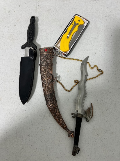 Boot Knife, Pocket knife, Sheath and mismatched dagger