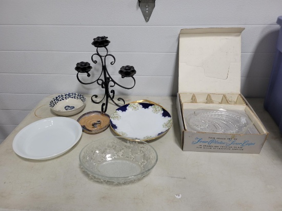 lot of Misc. pyrex pan, snack set and more