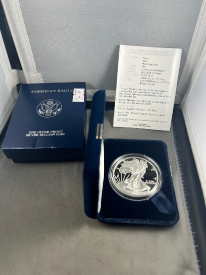 2004-W Proof US Silver Eagle in Mint box, .999 fine silver