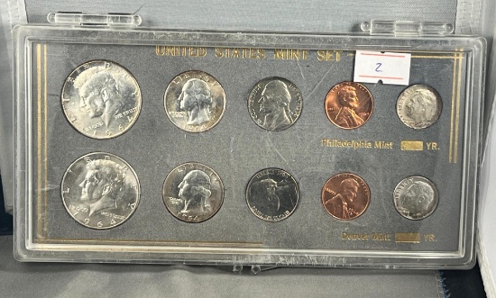 1964 US Mint Set in snap case, includes 2 each 90% Silver Half, Quarter and Dime