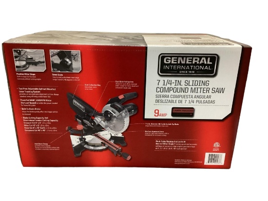 New Unused General Model MS3002- 7 1/4" Sliding Compound Miter Saw