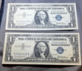 2- 1957 Silver Certificates,  Sequential Serial Numbers