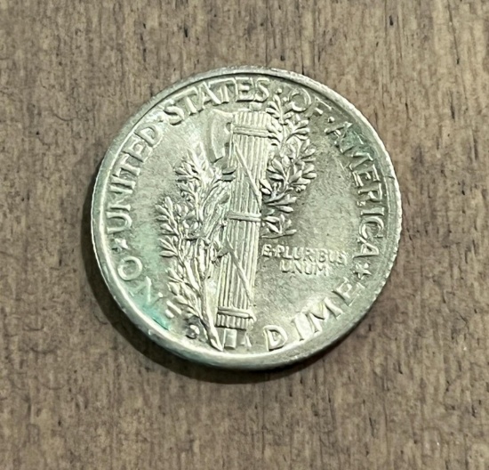 1935-D Mercury Dime, 90% Silver, UNC