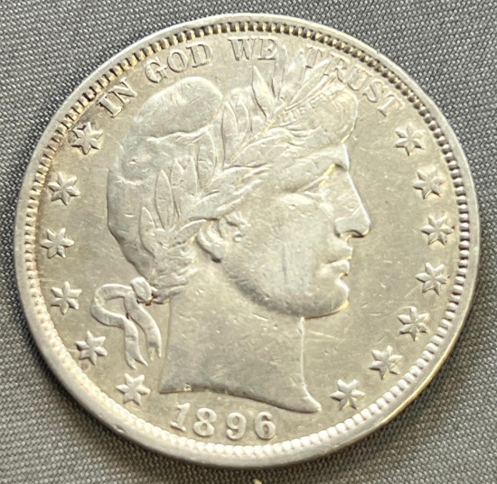 WOW 1896 Barber Half Dollar, 90% Silver, Meaty coin