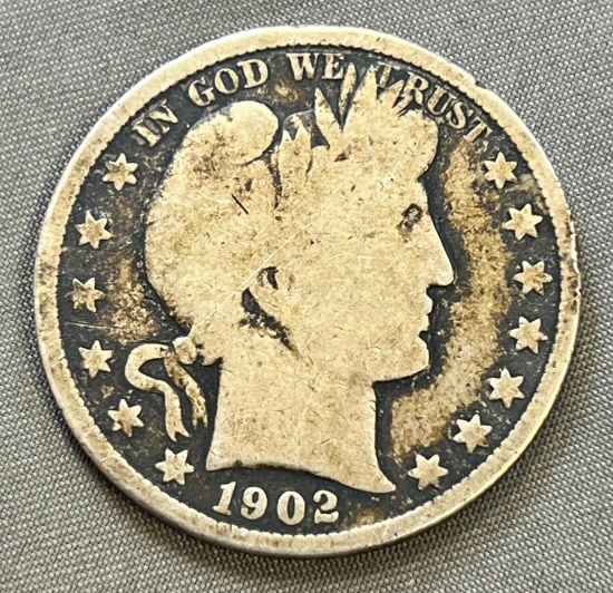 1902 Barber Half Dollar, 90% Silver