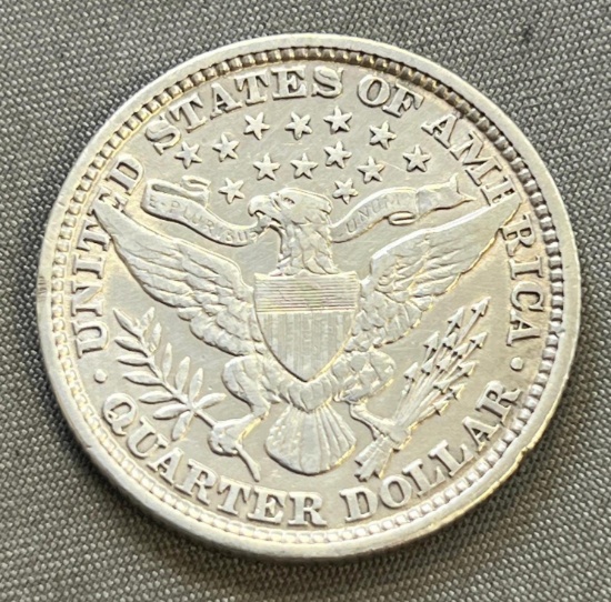 L@@K 1892 Barber Quarter Dollar, 90% Silver