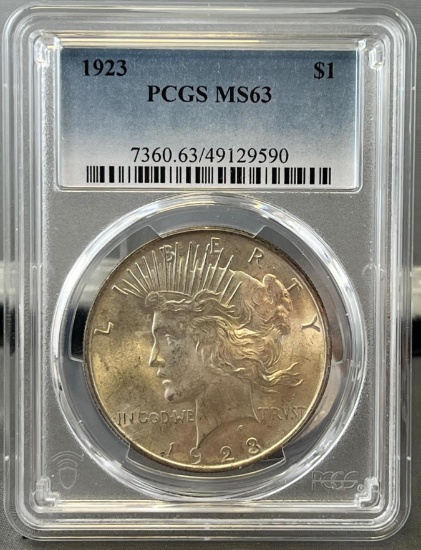 1923 Peace Dollar in PCGS MS63 Holder