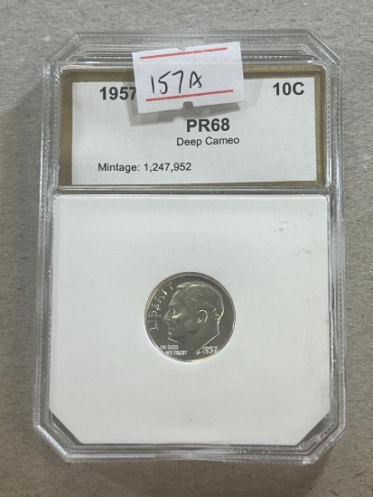 1957 Roosevelt Dime in PR68 holder