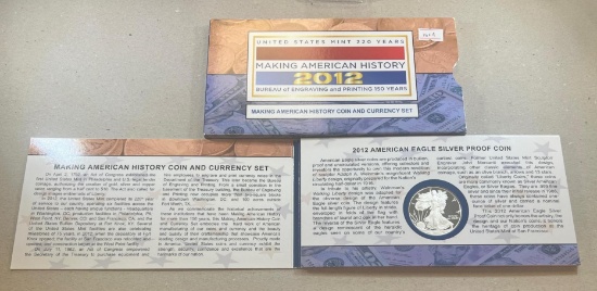 2012 Making American History Coin and Currency - Proof Silver Eagle GREAT EYE APPEAL