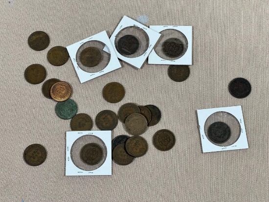 Indian Head Penny lot of 25 with visible dates