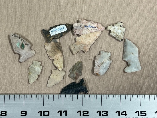 Arrowheads Artifacts lot of 12 Points Fairfield Co Ohio Carroll area