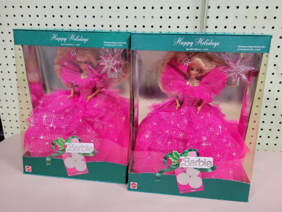 2- Happy Holidays Barbie's in original package