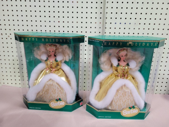 2- Happy Holidays Barbie's in original package
