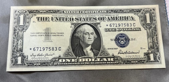1957 One Dollar Silver Certificate STAR Note,  minimal circulation