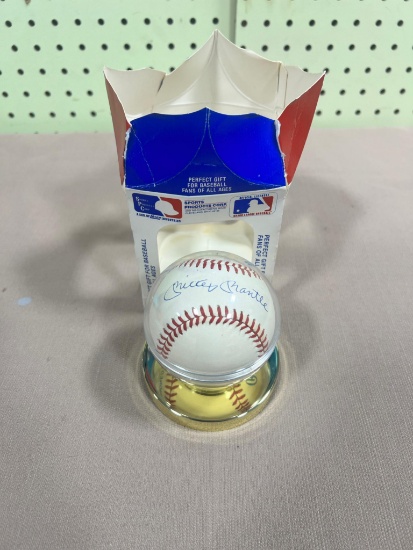 Mickey Mantle Autographed Baseball in Holder, SEE NOTES