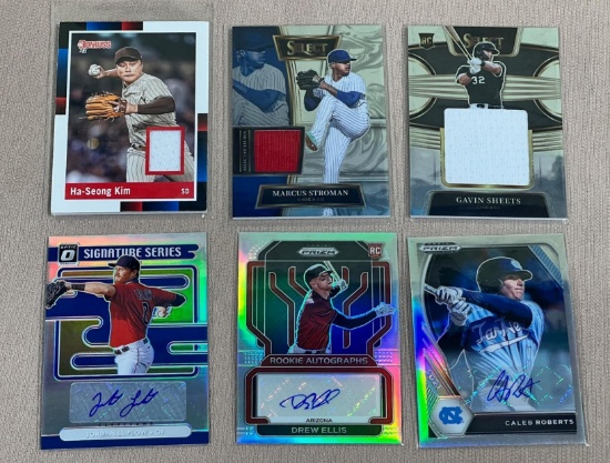 Baseball 3 autos, 3 relics Strohman, Sheets, Guardians MLB