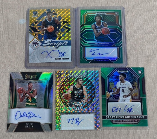 NBA Basketball lot of 5 autos Troy Murphy III, Xavier Tillman +