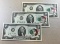 3- 1976 First Day Issue $2.00 Notes, w/ sequential serial numbers, Martins Ferry Ohio