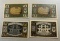 4 Piece Set of Notgeld German Emergency Issue banknotes, SELLS TIME THE MONEY