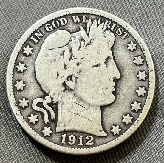 1912-D Barber Half Dollar, 90% Silver