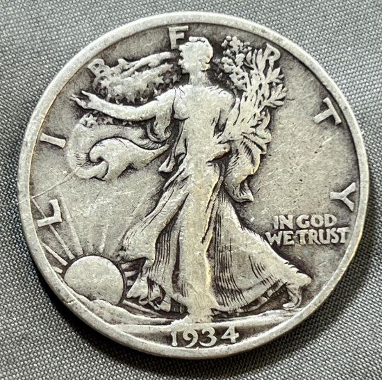 1934 US Walking Liberty Half Dollar, 90% Silver