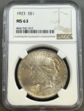 1923 Peace Dollar in NGC MS63 Holder