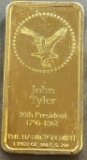 The Hamilton Mint John Tyler .999 One Troy Ounce Silver Bar, Sigma Tested