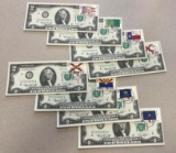 8- 1976 First Day Issue $2.00 Notes, w/ sequential serial numbers, St. Clairsville Ohio