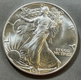 1987 US Silver Eagle Dollar Coin, .999 Fine Silver