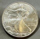 1998 US Silver Eagle Dollar Coin, .999 Fine Silver